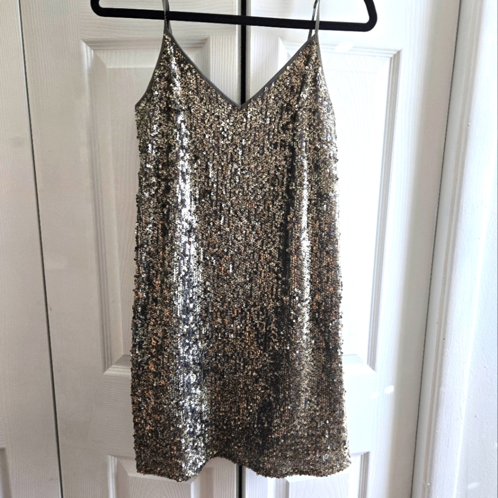 Sequin Silver Abercrombie And Fitch Dress Sz SM
